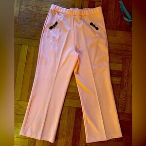 1970’s polyester wide leg pull on pants creamy coral peach size 36 inch waist